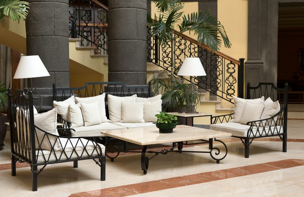 The lobby of the hotel.